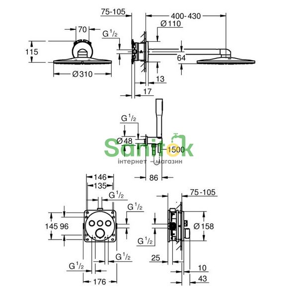 Душевая система Grohe Precision SmartControl 34874000 с термостатом (хром) 869621 фото