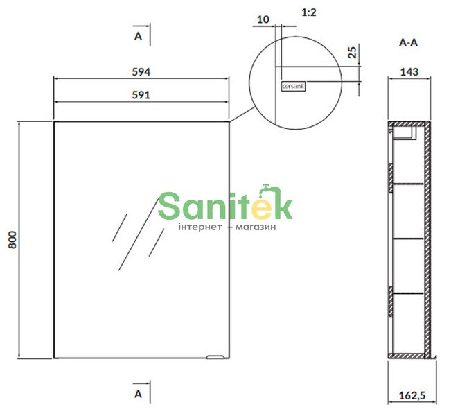 Зеркало для ванной комнаты Cersanit Larga 60 (голубой) 695154 фото