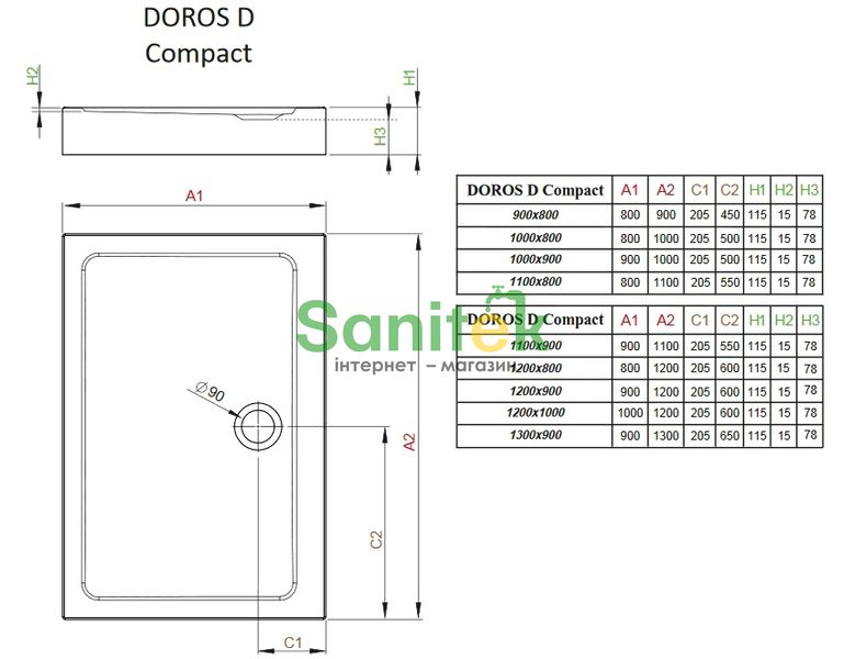Душовий піддон Radaway Doros D Compact 130x90 (SDRD1390-05) 208647 фото