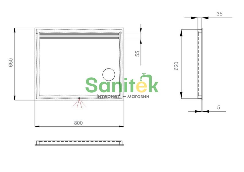 Зеркало для ванной комнаты Sanwerk Lava Della 80x65см (ZL0000127) с увеличительным стеклом 159740 фото