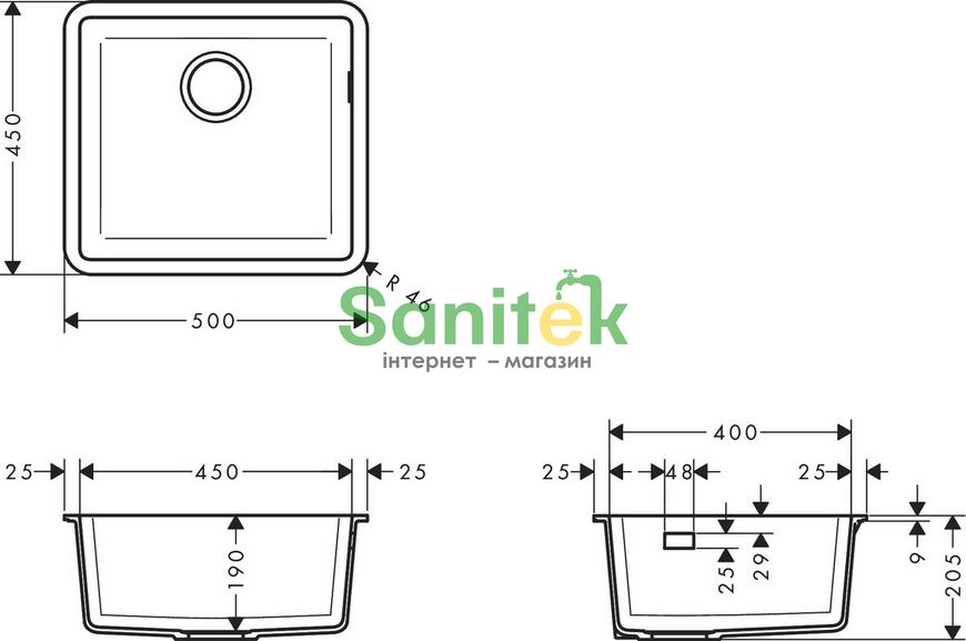 Гранітна мийка Hansgrohe S510-U450 BG 43431380 (сірий бетон) 305051 фото