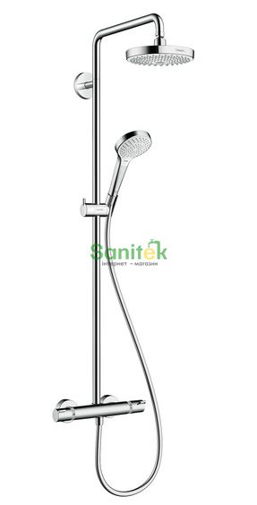 Душова система Hansgrohe Croma Select S 180 2jet Showerpipe 27253400 з термостатом (білий/хром) 128668 фото