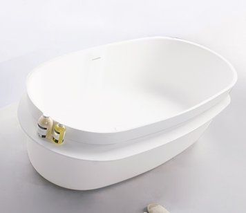 Ванна Volle Solid surface 163x75 (12-40-054) окремостояча з поличкою 328535 фото