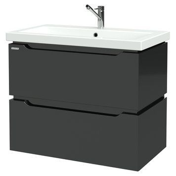 Тумба с умывальником Nautilus Double 80 с умывальником Cersanit Moduo 80 (черный) 870907 фото