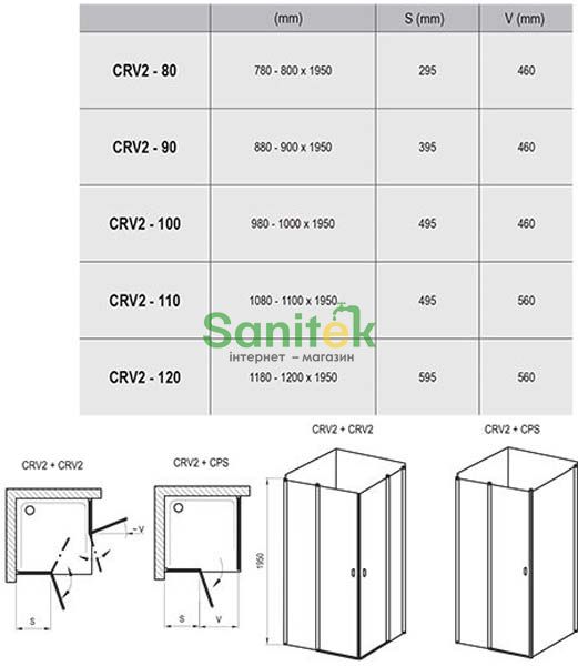 Душові двері Ravak Chrome CRV2-80 (1QV40U00Z1) сатиновий профіль/скло Transparent 151804 фото