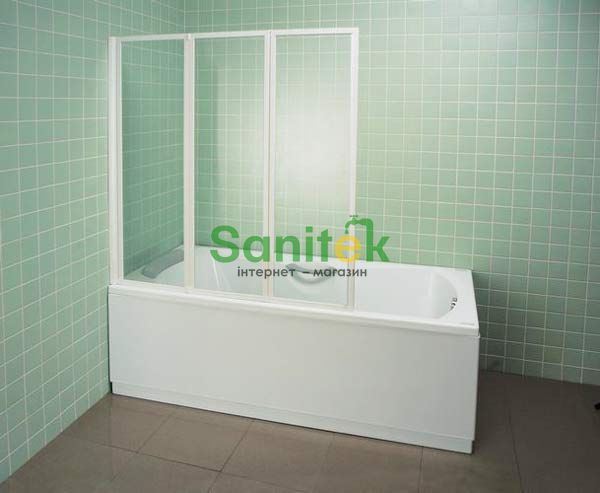 Шторка для ванны Ravak VS3 100 (795P010041) белый профиль/полистирол Rain 151487 фото