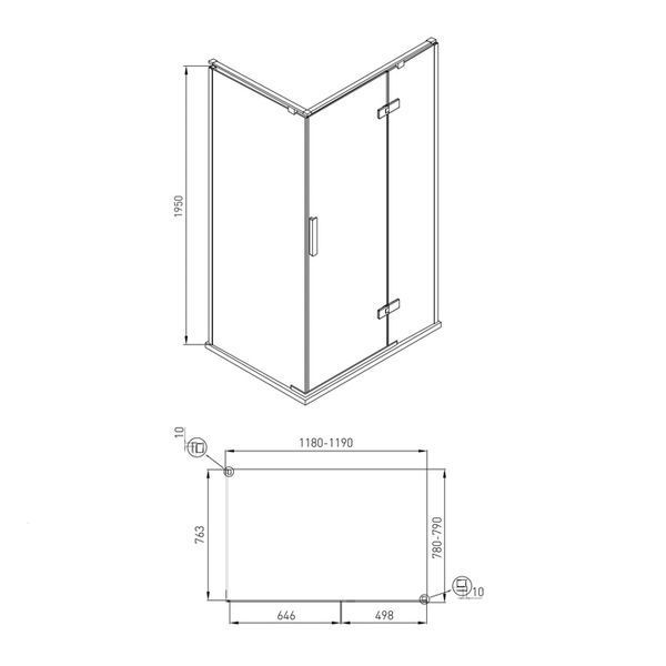 Душова кабіна Volle Nemo 120x80 (10-22-171Rglass) профіль хром/скло прозоре, права 370510 фото