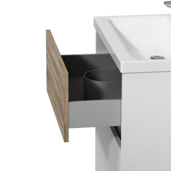 Тумба з умивальником Am.Pm Gem S 60 см (M91-FSX0602-WC0602WF38) білий/дерево 534823 фото