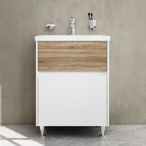 Тумба з умивальником Am.Pm Gem S 60 см (M91-FSX0602-WC0602WF38) білий/дерево 534823 фото