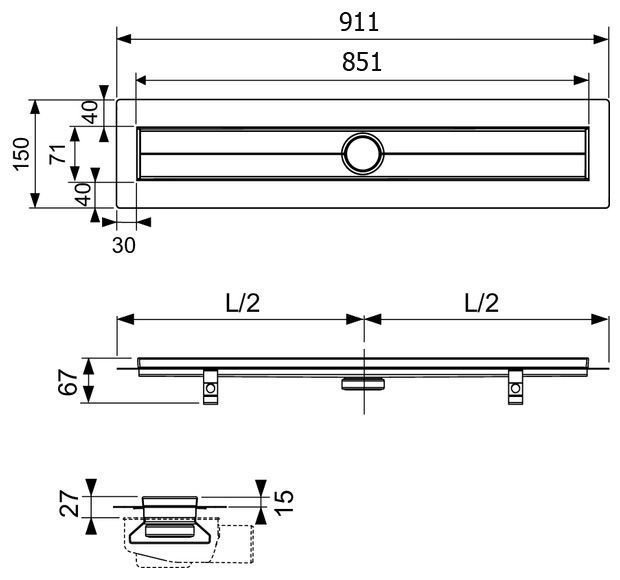 Душовий трап Tece Drainline 900 мм 600900 164615 фото