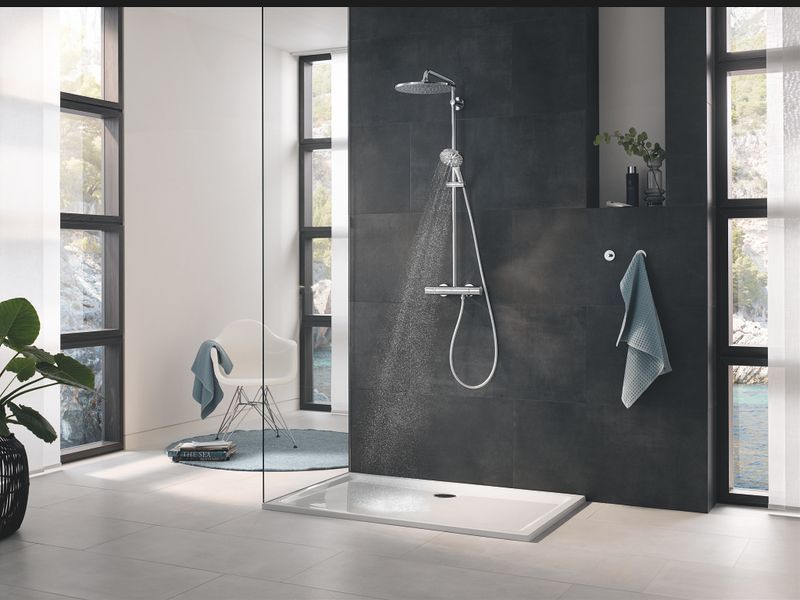 Душевая система Grohe Rainshower Smartactive 310 26836DC0 с термостатом (суперсталь) 830243 фото