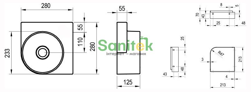 Умивальник Ravak Yard 280 C (XJX01028000) без отверстия 571303 фото