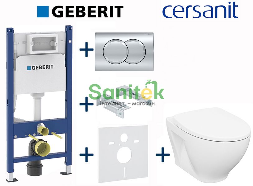 Комплект інсталяції Geberit Duofix 458.126.00.1+115.107.21.1 з унітазом Cersanit Moduo Clean On з сидінням Soft Closing 696967 фото