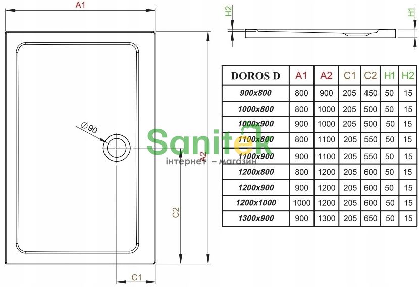 Душовий піддон Radaway Doros Plus D 110x90 (SDRPD1190-01) 208592 фото