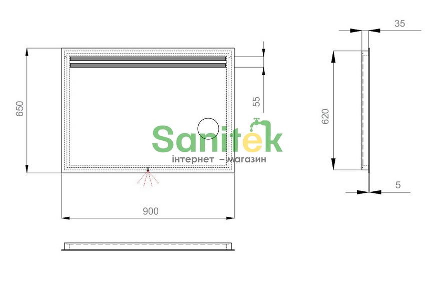 Зеркало для ванной комнаты Sanwerk Lava Della 90x65см (ZL0000128) с увеличительным стеклом 159741 фото