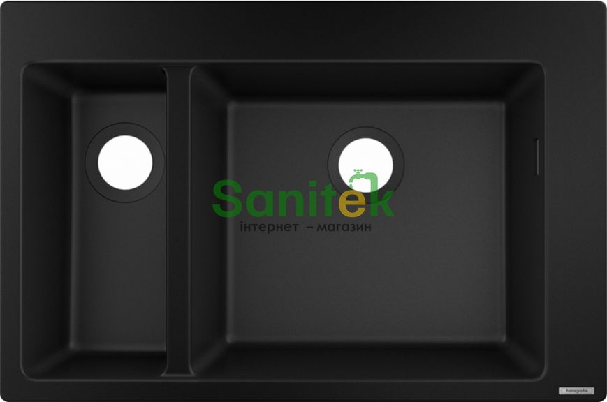 Гранитная мойка Hansgrohe C51-F635-09 (43220000) чёрный графит + Смеситель для кухни Hansgrohe Metris Select M71 73818000 с душем 304958 фото
