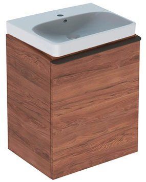 Тумба с умывальником Geberit Smyle Square 55 см (500.365.JR.1/500.259.01.1) тёмный орех 538102 фото