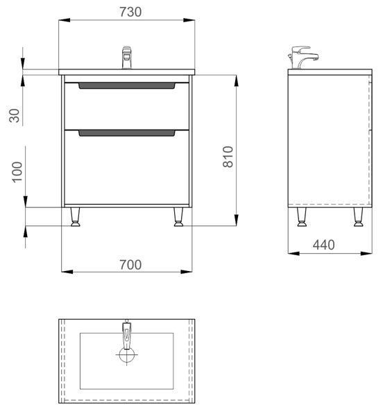 Тумба с умывальником Sanwerk Greta 70 (MV0000619) белая 137978 фото