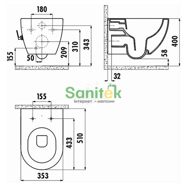 Унитаз подвесной Creavit Free Rim-off FE322-34CB00E-0002 с функцией биде 298005 фото