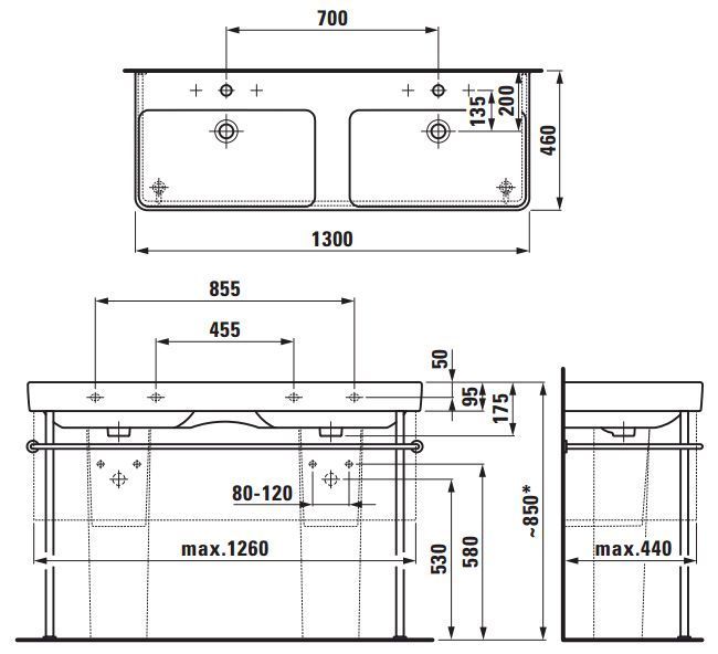 Умывальник Laufen Pro S 130x46 см (H8149680001091) 162219 фото