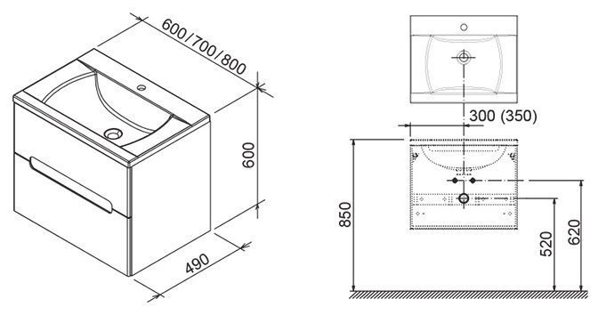 Тумба з умивальником Ravak Classic II SD 700 (X000000907+XJD01170000) береза/білий 280522 фото