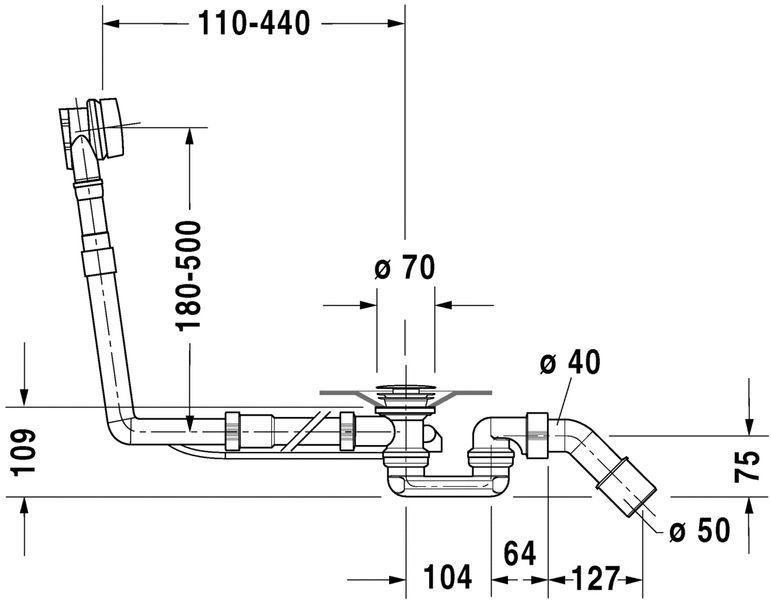 Сифон для ванни Duravit 790293000001000 (85 см) 211217 фото