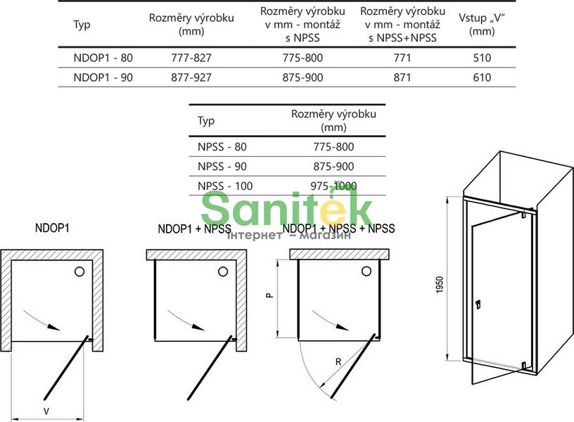 Душові двері Ravak Nexty NDOP1-90 (03O70U00Z1) сатиновий профіль/скло Transparent 646822 фото