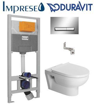 Комплект инсталляции Imprese i8120 с унитазом Duravit DuraStyle Basic Rimless 45620900A1 с сиденьем Soft Close 298408 фото
