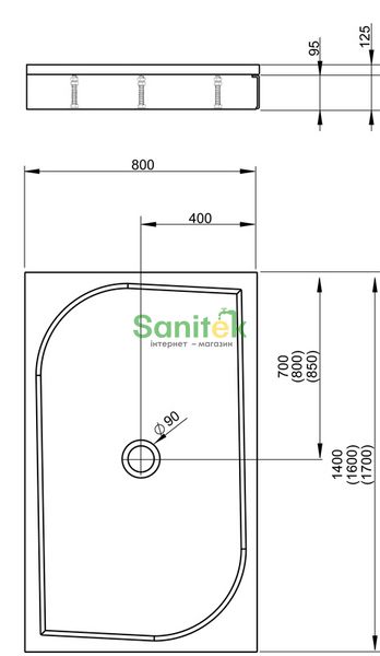 Душевой поддон Radaway Paros D 140x80 (MBD8014-54-1) чёрный гранит 208664 фото