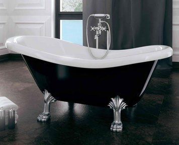Ванна акриловая Besco Otylia 170x77 (WKO-170WO+C) отдельностоящая с хромированными ножками (чёрный/белый) 371562 фото