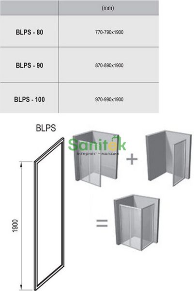 Бічна стінка Ravak Blix BLPS-80 (9BH40C00Z1) полірований профіль/скло Transparent 152064 фото