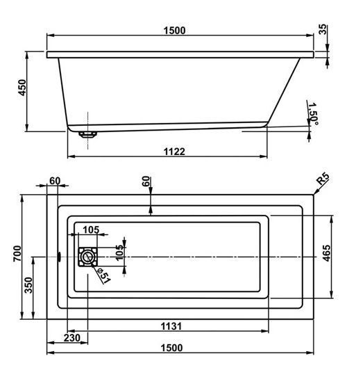 Ванна акрилова Vagnerplast Cavallo 150x70 (VPBA157CAV2X-01) 96920 фото
