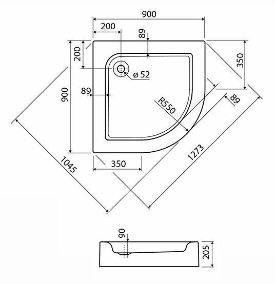 Душевой поддон Kolo Standart Plus 90x90 (XBN1490000) полукруглый 8583 фото