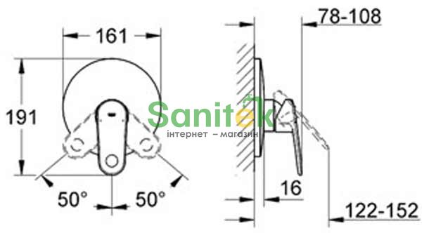 Змішувач для душу Grohe Europlus 19537002 прихованого монтажу (хром) 7704 фото