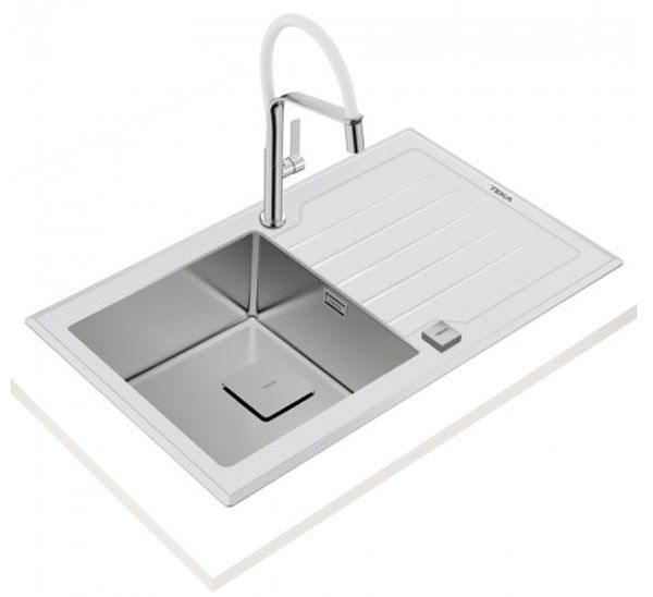 Кухонна мийка Teka Diamond 1B 1D 86 (115100012) біле скло 328000 фото