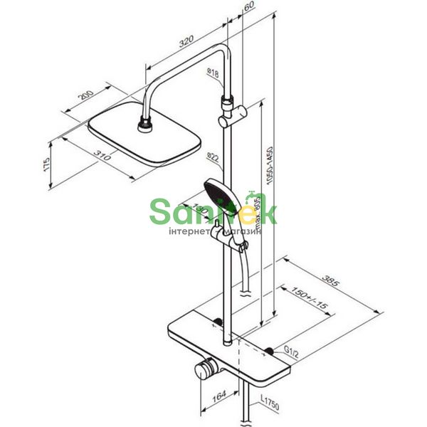 Душова система Damixa Merkur 940730300 (чорний) 891911 фото