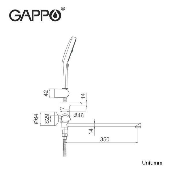 Змішувач для ванни Gappo G2203-6 (чорний/хром) 927145 фото