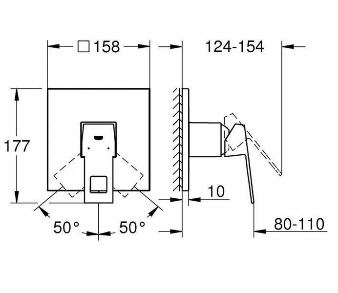 Смеситель для душа Grohe Eurocube 24061000 скрытого монтажа (хром) 277204 фото