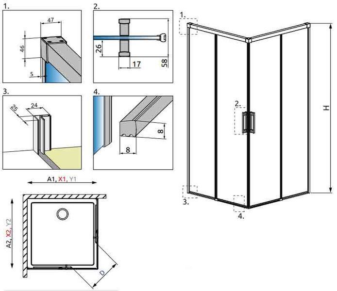 Душевая кабина Radaway Idea KDD 100x80 R (387062-01-01R+387061-01-01L) профиль хром/стекло прозрачное 266071 фото
