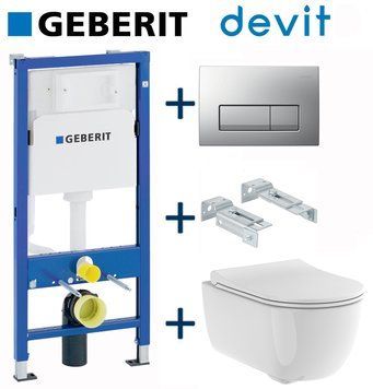 Комплект інсталяції Geberit Duofix 458.103.00.1+115.119.46.1 з унітазом Devit Devit Art 2.0 3020140 Clean Pro з сидінням soft-close 743580 фото