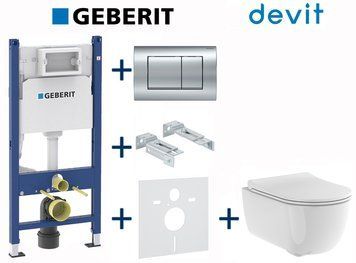 Комплект інсталяції Geberit Duofix 458.126.00.1+115.137.21.1 з унітазом Devit Devit Art 2.0 3020140 Clean Pro з сидінням soft-close 743617 фото