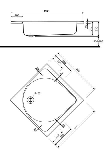 Душевой поддон Kolo Deep 80x80 (XBK0380000) квадратный 4546 фото