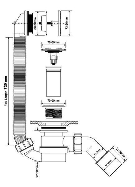 Сифон для ванны McALPINE HC2600CL Сlick-Сlack 374840 фото