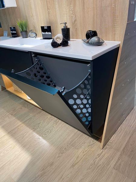 Тумба с умывальником Fancy Marble (Буль-Буль) Yaros 1400 Vox L (серая) 1007464 фото