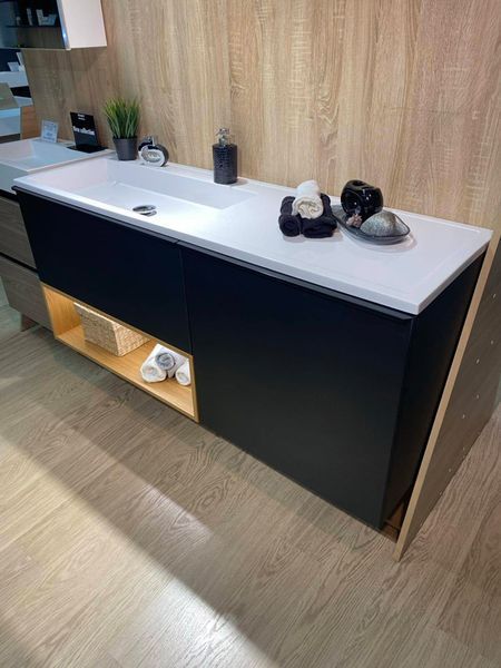Тумба с умывальником Fancy Marble (Буль-Буль) Yaros 1400 Vox L (серая) 1007464 фото