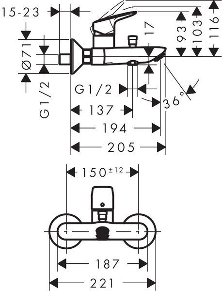 Смеситель для ванны Hansgrohe Logis 71401670 (чёрный матовый) 694461 фото
