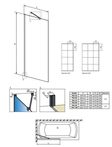Шторка для ванны Radaway Idea Black PNJ 80 Factory (10001080-54-55) чёрный профиль/стекло прозрачное 281006 фото