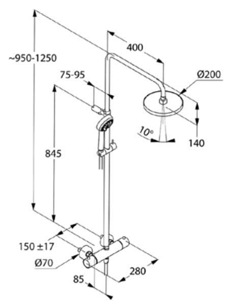 Душова система Kludi Logo Dual Shower System 6809205-00 з термостатом (хром) 142531 фото
