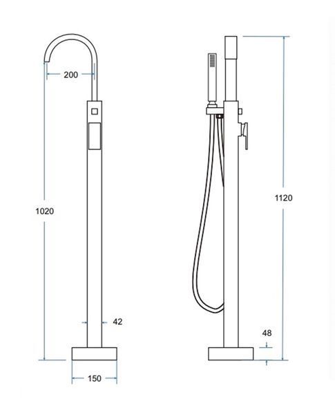 Змішувач для ванни Besco Modern II BW-MII-CH підлоговий (хром) 371481 фото