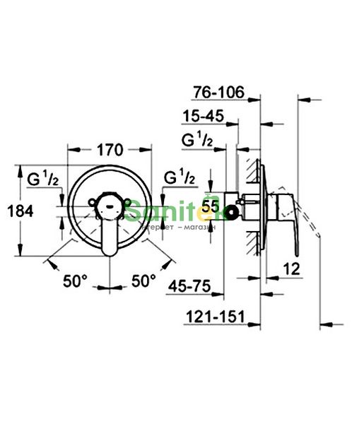 Смеситель для душа Grohe Eurostyle Cosmopolitan 33635002 скрытого монтажа (хром) 92158 фото